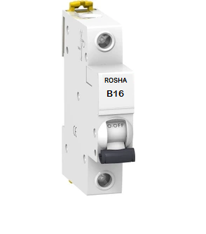 B16 کلید مینیاتوری تک پل 16 آمپر مدل B16 روشا - Image 1